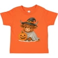 thumbnail image 3 of Inktastic Adorable Halloween Highland Cow with Pumpkin Boys or Girls Toddler T-Shirt, 3 of 5