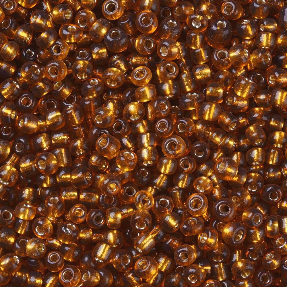 8/0 Glass Seed Beads Silver Lined Round Hole Round Dark Goldenrod 3mm Hole: 1mm about 10000 beads/pound