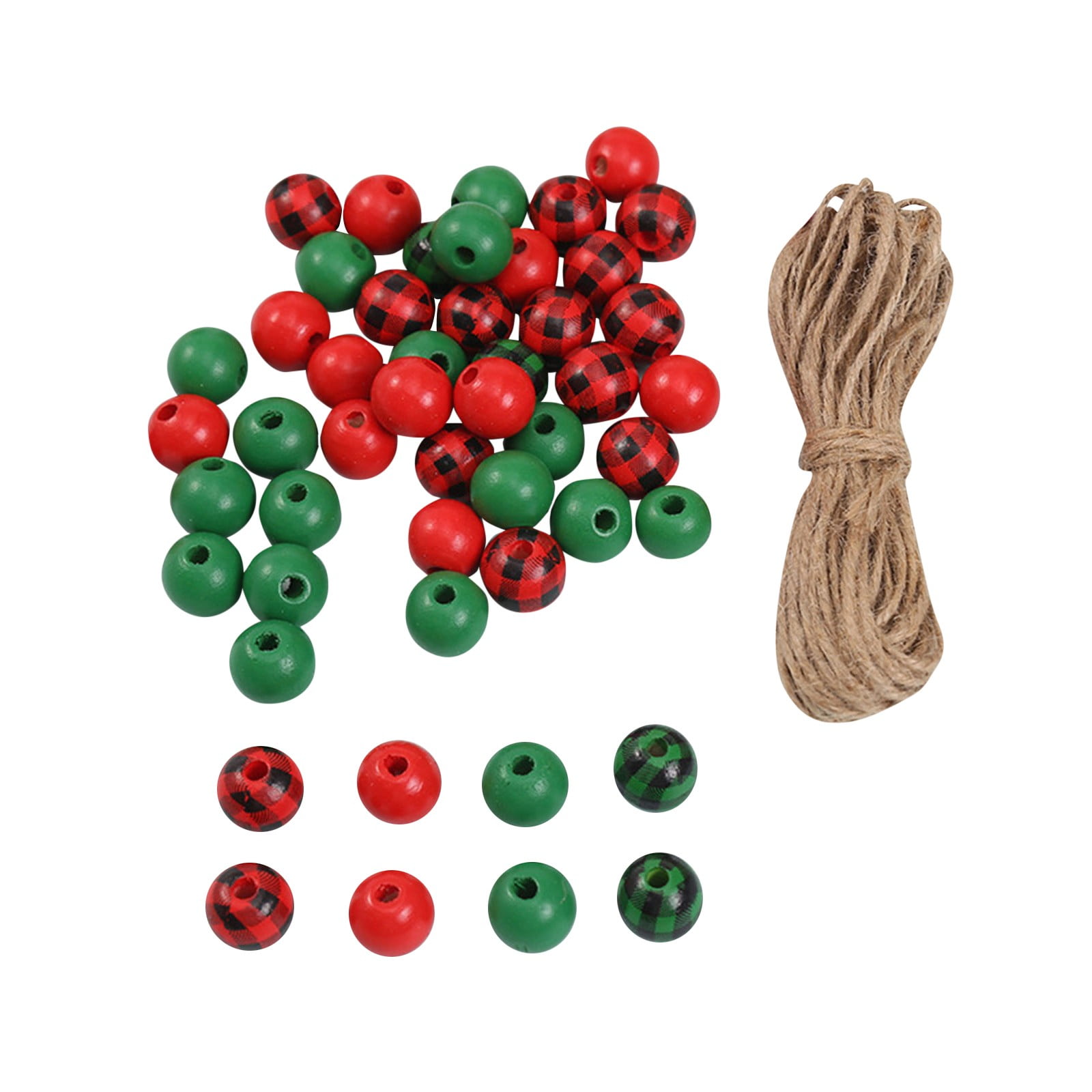 200pcs Christmas Wooden Bead Snowflake Beads Diy Decoration Round Beads for Party Office Cabinet Multi-color One Size