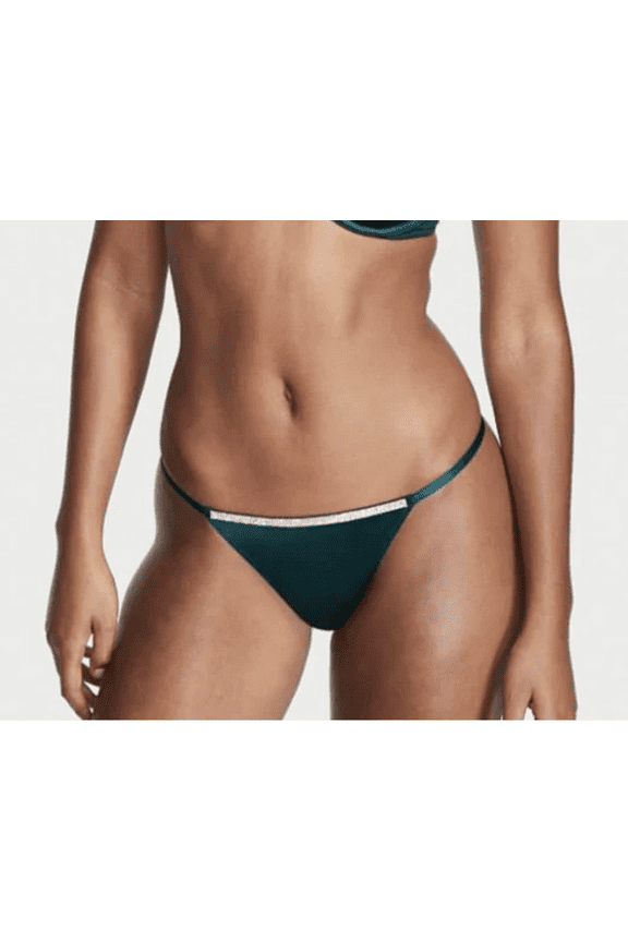 VS VERY SEXY Bombshell Shine V-string Panty Shimmer Shine Crystal Band Green