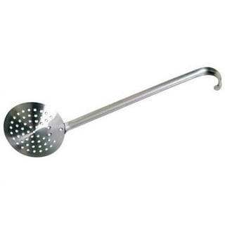 Soup Ladle,304 Stainless Steel Cooking Ladle Spoon Wok Tools with Long  Wooden Handle Heat Resistant,Silver/14.6Inch