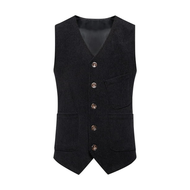 Mens Botón de la Camisa de la Moda Sólida Impresión Retro con Bolsillos, Tanques sin Mangas Blusa Poliéster