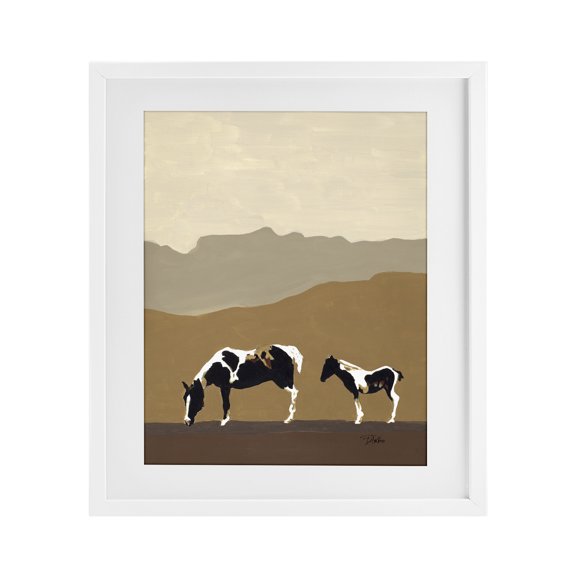 Stupell Industries Modern Mountains Horses White Framed Print Under Glass, design by Patricia Pinto