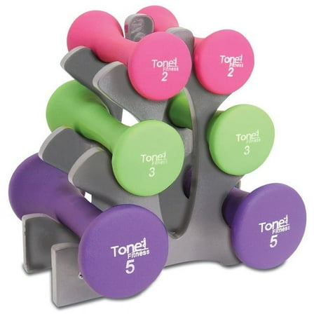 Tone Fitness 20lb Hourglass Neoprene Dumbbell Set with "A" Frame Rack