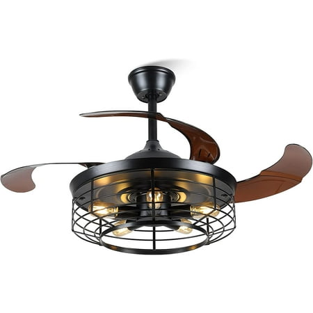 

BBNBDMZ Retractable Ceiling Fans with Lights and Remote Control - Modern Ceiling Fans - Bladeless Ceiling Fans with LED Lighting Enclosed Ceiling Fan for Bedroom/Living Room/Study (White