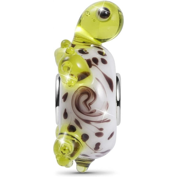 GNOCE Turtle Murano Glass Charm Bead 925 Sterling Silver Charms Fit Bracelet/Necklace For Women Girls Wife Daughter
