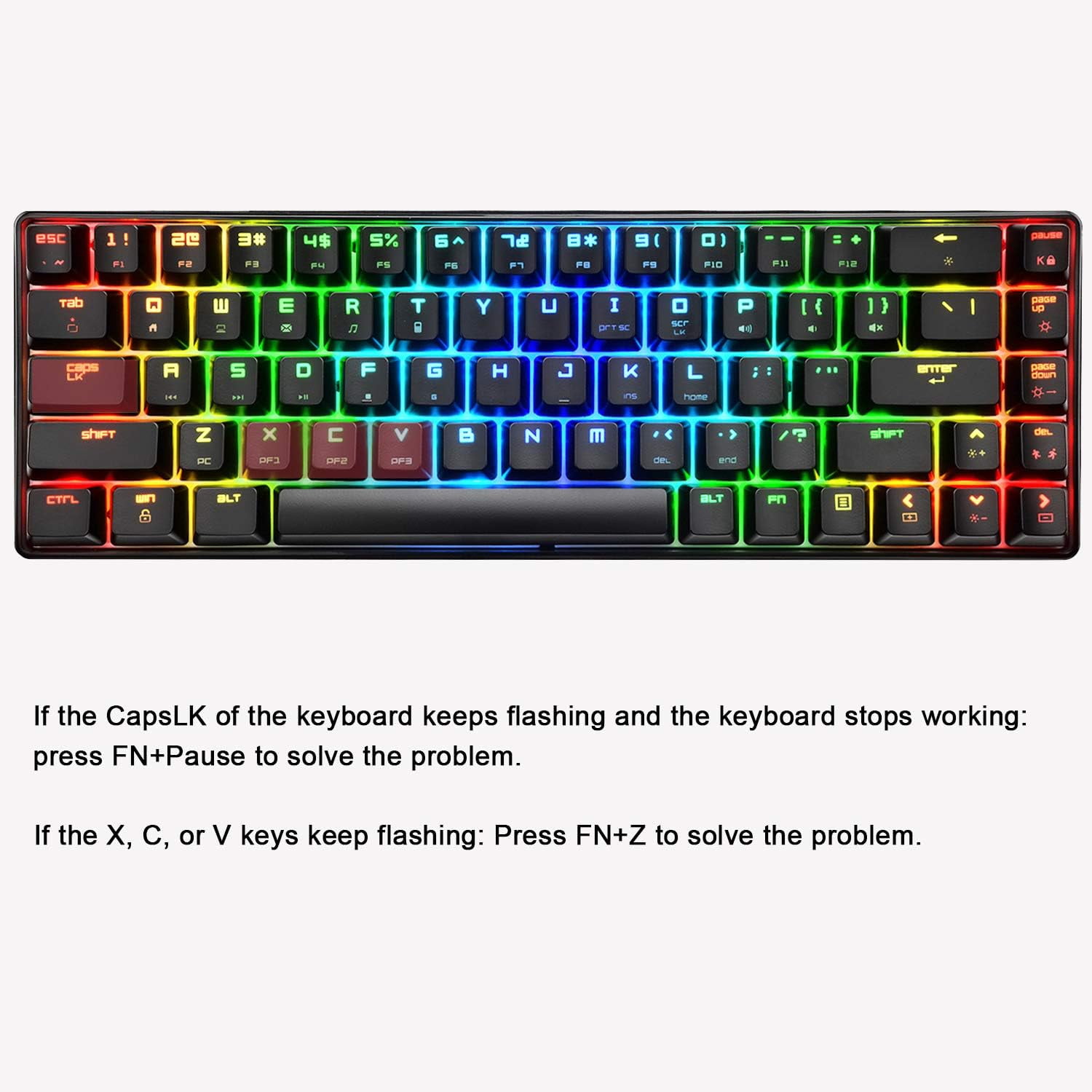 60% Mechanical Gaming Keyboard Red Switch Mini 68 Keys Wired Type C 18 Backlit Effects,Lightweight RGB 6400DPI Honeycomb Optical Mouse,Gaming Mouse Pad for Gamers and Typists (Black)