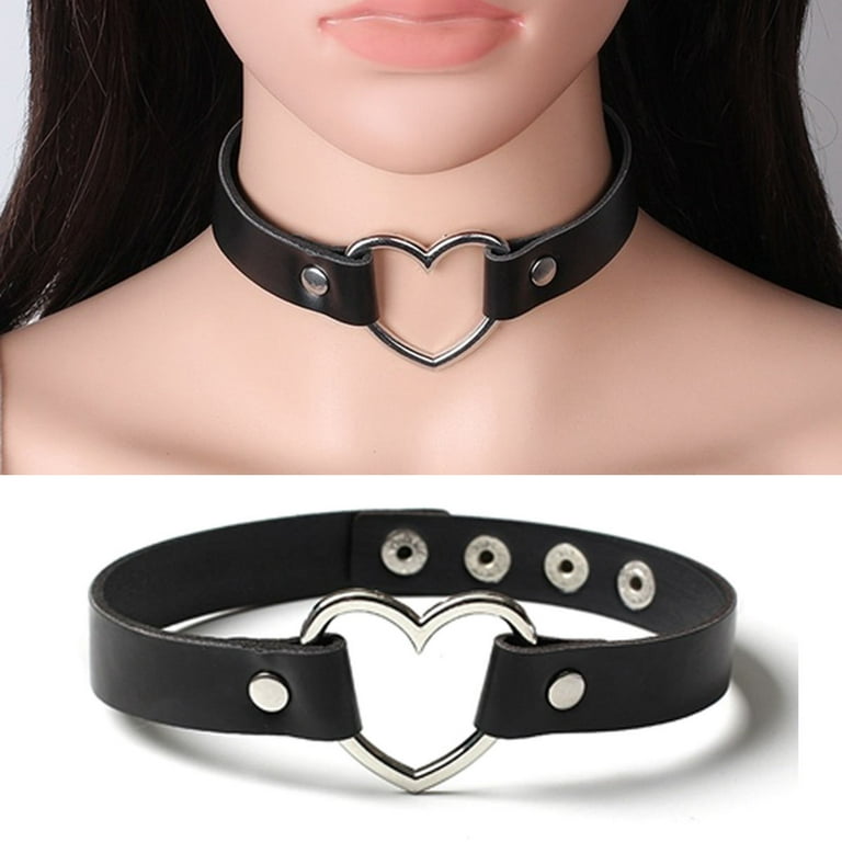 Punk Chokers Adjustable PU Leather Goth Chokers Necklace Collar