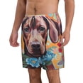 thumbnail image 2 of Cauagu Painted Flower Puppy Print Men's Swim Trunks,Hawaiian Bathing Suit Swimsuits Beach Shorts with Pockets for Men Quick Dry Swimming Board Shorts-XX-Large, 2 of 6