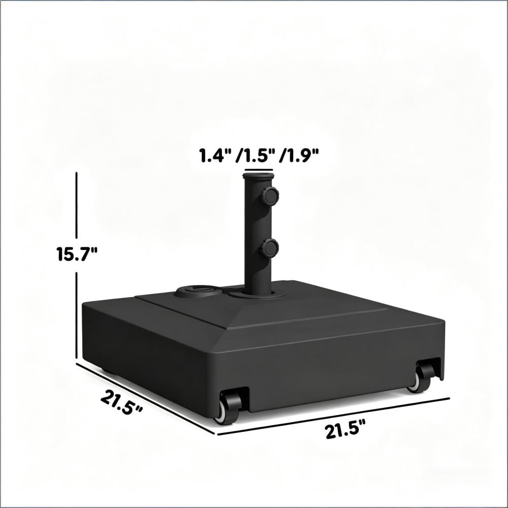 Fillable HDPE Umbrella Base with Wheels Heavy Duty Patio Umbrella Stand Black