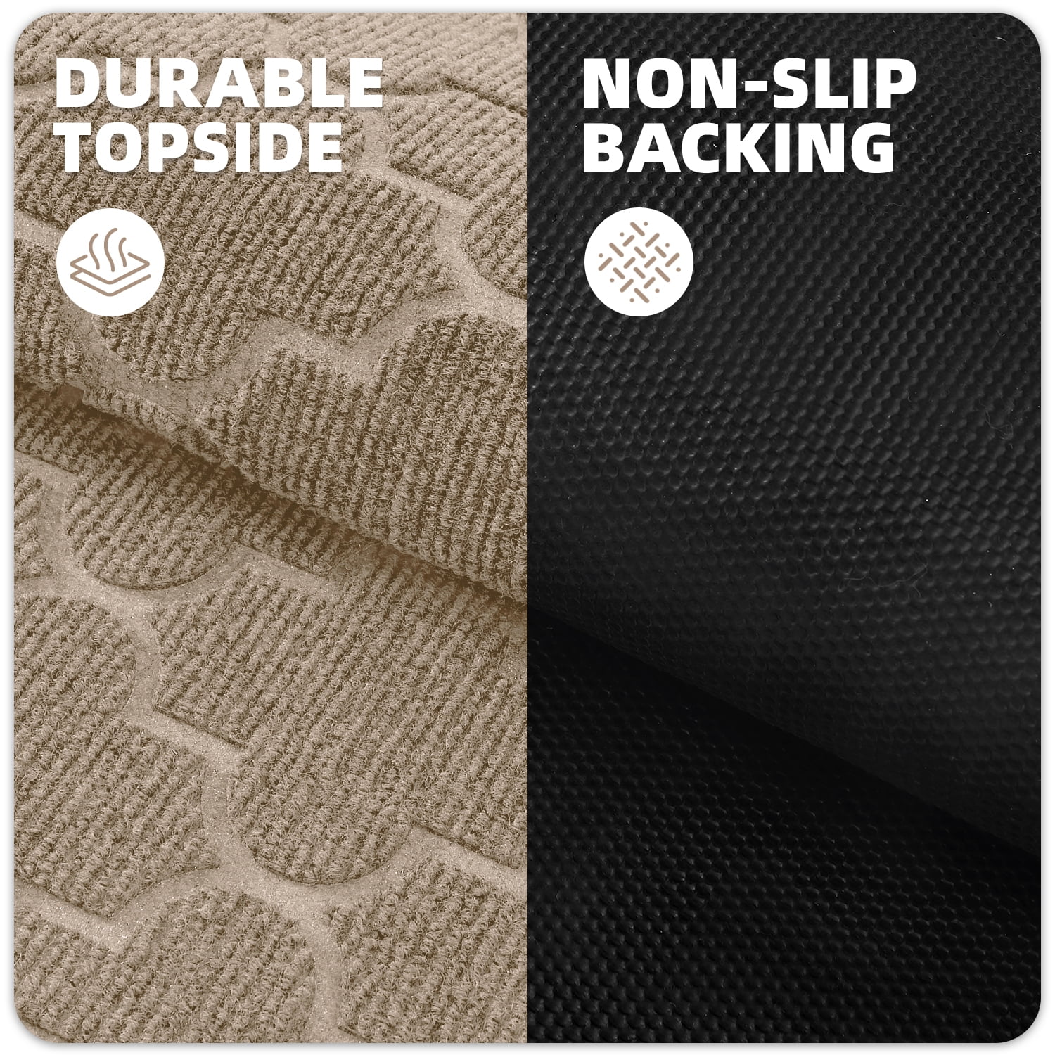 PABUBE Outdoor Door Mat Non Slip Backing Doormat,Low Profile Doormat Entry Rug, Outside Floor Mat for Entryway, Khaki, 24" x 36"