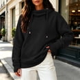 thumbnail image 2 of CAIVO Long Sleeve Hoodies For Women Casual Solid Color Pullover Hoodie With Thumb Hole High Neck Side Pockets Sweatshirt Tops Running Dailywear, 2 of 5