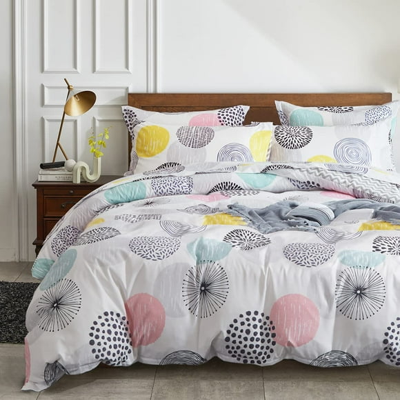 Juego de Sábanas con Edredón UOZZI BEDDING King Size con Puntos Coloridos