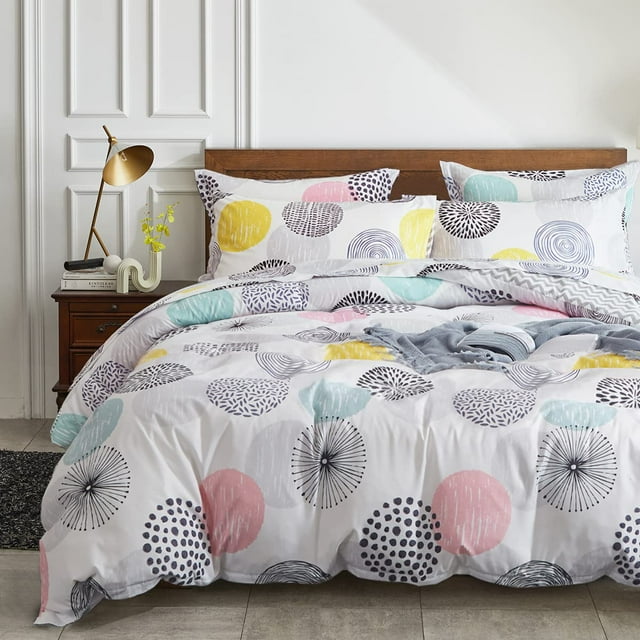 Juego de Sábanas con Edredón UOZZI BEDDING King Size con Puntos Coloridos