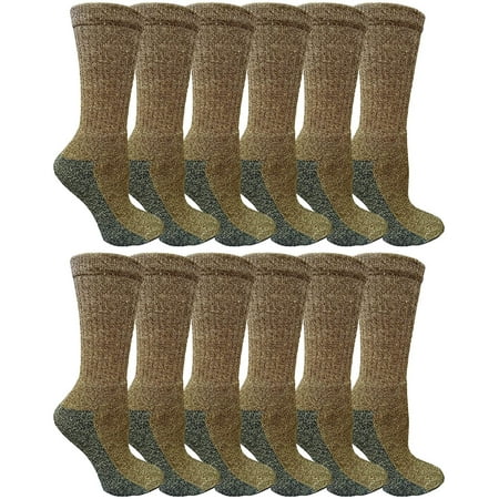 Cotton Mens Socks SOCKS’NBULK 12 Pairs of Mens & Women Crew Socks, Quality Ring spun Cotton Soft Athletic Socks (Brown/Gray, 10-13) ()