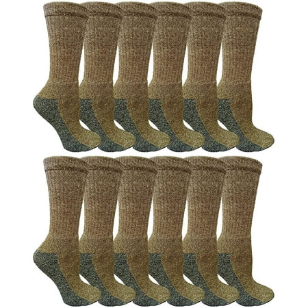 SOCKS’NBULK 12 Pairs of Mens & Women Crew Socks, Quality Ring spun Cotton Soft Athletic Socks (Brown/Gray,