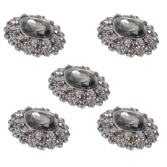 WRITWAA 5Pcs Metal Rhinestone Button Black Zinc Alloy Decorative Buttons for DIY Projects Birthday