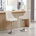 thumbnail image 4 of VECELO Bar Stools Set of 4, Swivel Adjustable Barstools with Backrest, PU Leather Upholstered Chairs, Round Heavy Metal Base, White, 4 of 6