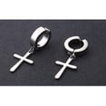 thumbnail image 4 of No Piercing Cross Dangle Clip On Earrings for Men Women - Titanium Steel Non Pierced Huggie Earrings, Religious Christian Jewelry, 4 of 9