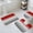 Red, variant on Green Gray Ombre Bath Mat 3 Piece Bathroom Rug Set, Modern Gradient Abstract Art Non Slip Bath Rug Contour Mat and Toilet Lid Cover, Absorbent Shower Mats Soft Bath Rugs and Mats Sets