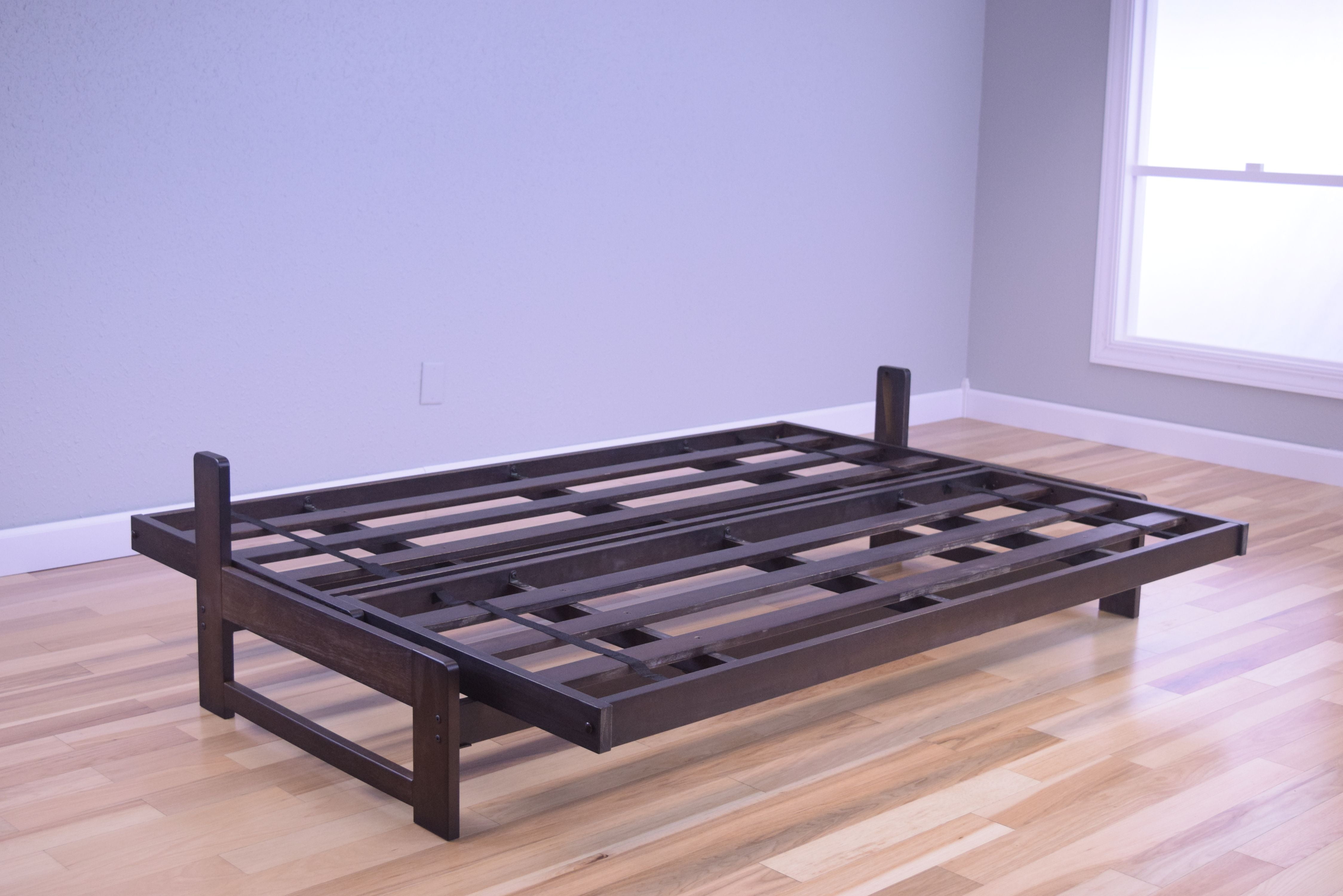 Aspen Futon in Reclaimed Mocha Finish, Multiple Suede Colors