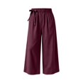 thumbnail image 6 of Bxsruta Women's Wide Leg Capri Pants Drawstring Elastic Waist Summer Casual Loose Trousers, 6 of 6