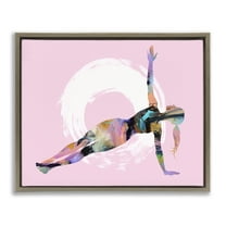 Stupell Industries Abstract Yoga Exercise People Painting Brown Floater Framed Canvas Art Print Wall Art, 31 x 25