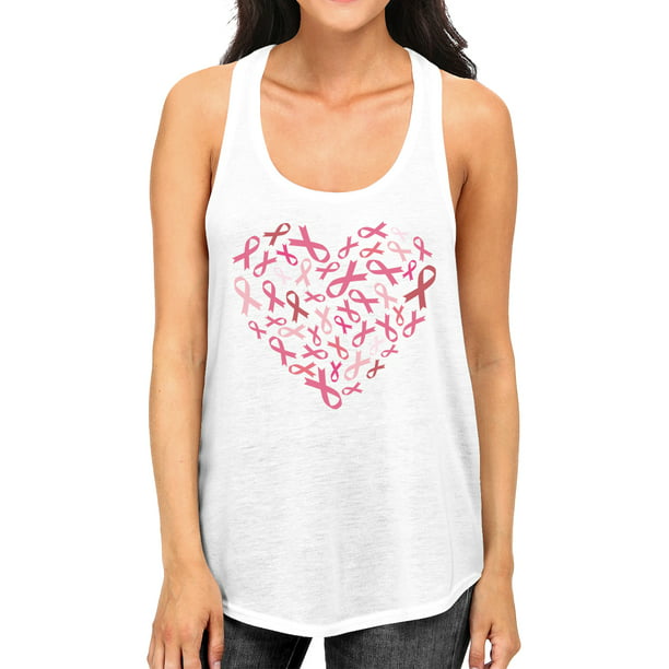 365 Printing Pink Ribbon Heart Womens Tank Top For Breast Cancer