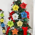 thumbnail image 3 of Famyfamy 1Piece Chrismas Glitter Artificial Flowers Christmas Decoration Wreath Fashion Large Sharp Corners Multicolor PE Quality Fake Poinsettia-18CM, 3 of 20