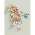 thumbnail image 3 of Bagilaanoe Toddler Baby Girl Boy Long Pants Set Checkerboard Print Long Sleeve Hoodie Pullover Tops + Sweatpants 6M 12M 18M 24M 3T Kids Casual Sweatsuits, 3 of 9