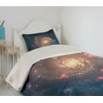 thumbnail image 2 of Ambesonne Nebula Quilted Coverlet 2 Pcs, Black Hole Cosmos Space, Twin Size, Petrol Blue Peach, 2 of 5