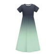 thumbnail image 5 of Feancey Girls Casual Maxi Dresses Summer Short Sleeve Round Neck T-Shirt Dress Trendy Gradient Swing Dresses Loose Fit Casual A-Line Dress with Pockets Green 4 Years, 5 of 10