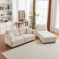 thumbnail image 4 of Multi-Module Combination Style Sofa for Living Room, Bedroom and Other Lounge Spaces, Modern Minimalist Corduroy Combination Sofa w/2 Comfort Cushions w/USB & C Charging Ports,beige,two sets 01523, 4 of 16