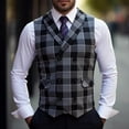 thumbnail image 2 of Nmnitkp Vest for Men Comfortable Mens Vintage Suit Vest Plaid Tweed Regular Fit Waistcoat for Wedding Groomsmen, 2 of 7
