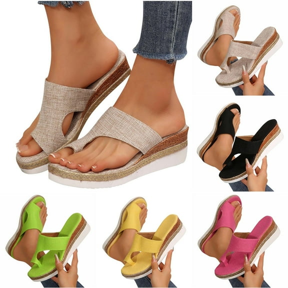 Agkizg Summer Women Sandals Thick Soles Slide Sandals with Arch Support Casual Slippers Beach Sandals Comfortable Shoes Black, Size 6