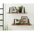 thumbnail image 2 of Kate and Laurel Soloman White Wooden Shelves with Gold Metal Brackets, 2 Piece Set, 2 of 5