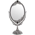 thumbnail image 1 of Espejo de maquillaje Espejo decorativo vintage Espejo ovalado y de doble cara para mesa, fotografía, vestidor (grande, plateado), 1 of 5
