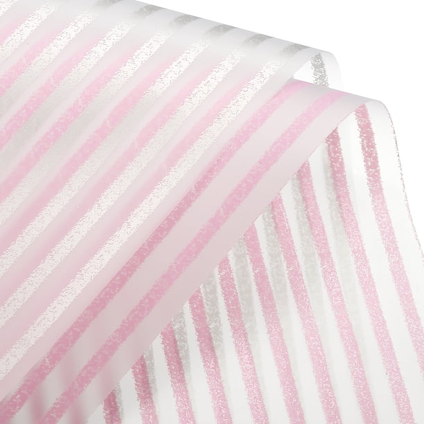 Rayado Mate Flor Envoltura Papel 23,6x23,6 Pulgadas Impermeable para Bricolaje Artesanía, Regalo/Regalo Caja Embalaje Rosa Plata 40uds, 20uds Cada