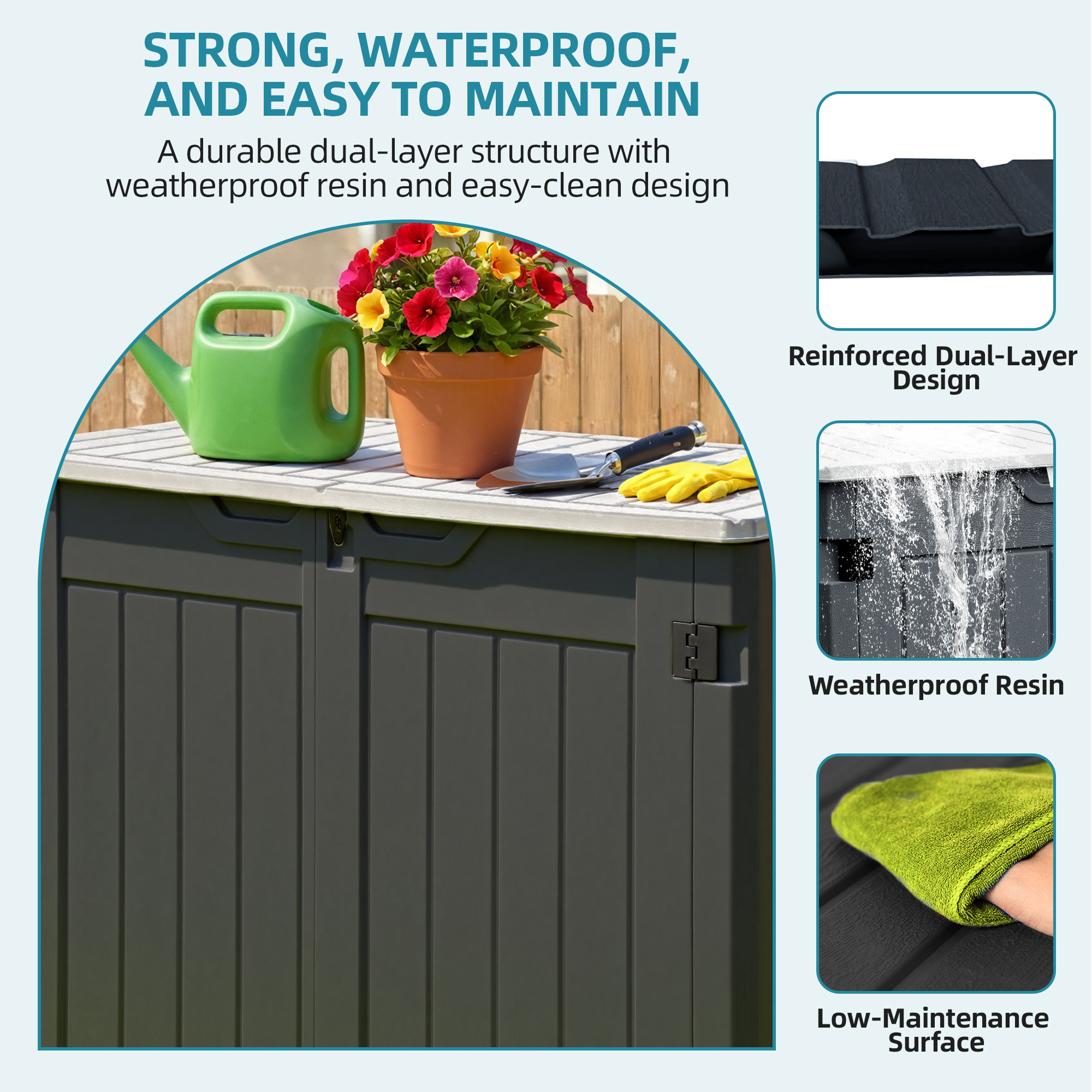 Uforic 35 Cu Ft Weatherproof Resin Outdoor Storage Shed, Lockable for Garden Tools, Easy Assembly, Black
