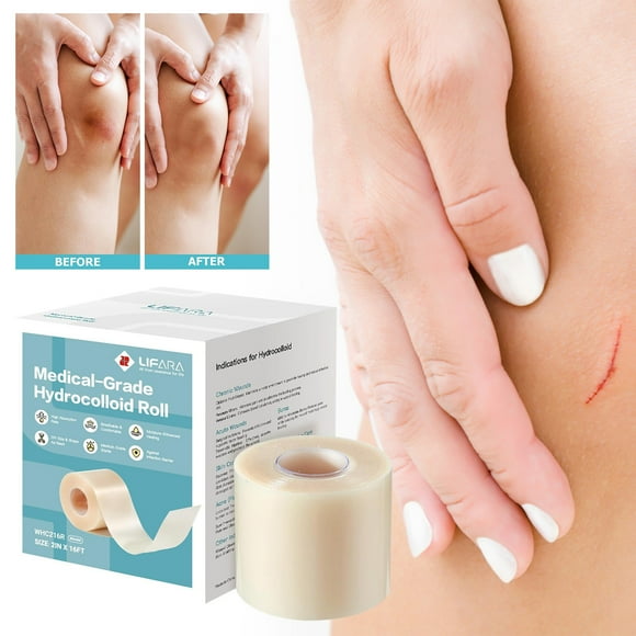Hydrocolloid Roll Patch Kit, Extra Large Cut-To-Size Self-Adhesive Hydrocolloid Bandages, Absorbent Flexible Wound Care Dressing, Skin-Friendly, Waterproof, For Blisters, Acne, Cuts, 2 Inch x 16 Feet
