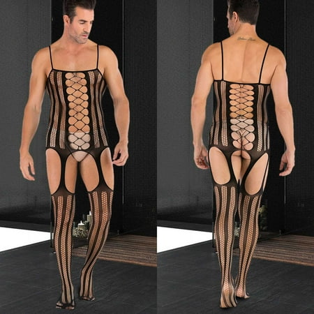 

Tangnade Plus Size Lingerie For Women Fashion 1PC Mens Sentiment Hollowed Out Black Perspective Net Intimates