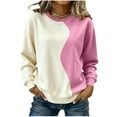 thumbnail image 2 of RRMuAzgs Women's Long Sleeve Tops Color Block Casual Crewneck Sweatshirts Loose Comfy Hoodless Pullover Hoodie, 2 of 5