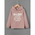 thumbnail image 3 of Big Boys Tops I'M A BOY I JUST HAVE BETTER HAIR THAN YOU Letter Print Cute&Cozy Sweatshirt Casual Hoodie For Kids Boys - Keep Him Warm And Stylish!, 3 of 8