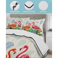 thumbnail image 3 of Full Size Quilt Bedding Set, Pink Flamingos Reversible Summer Quilt 3 Pieces, Wooden Vintage Summer Botanical Tropical Lightweight Bedspreads Coverlets with 2 Pillow Shams for All Seasons, 3 of 5