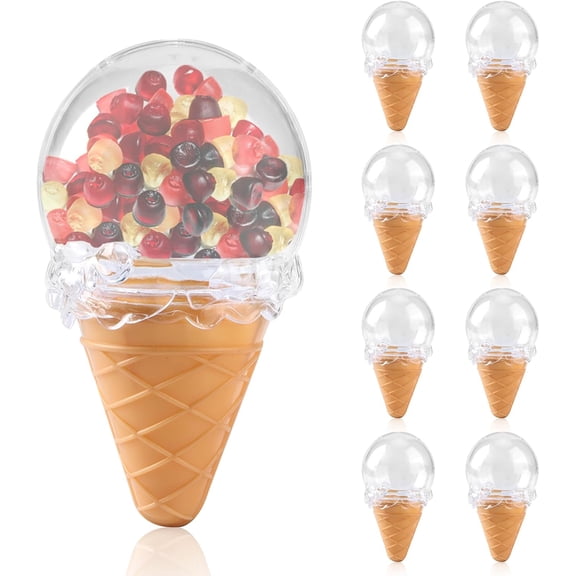 8pcs Party Favor Boxes, Clear Ice Cream Shape Plastic Small Treat Boxes Chocolate Candy Gift Box for Wedding Baby Shower Birthday Party, 3.9 x 2.4in