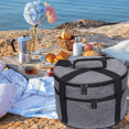 thumbnail image 4 of Numjaw Casserole Carrier for Hot or Cold Food, 12.8'' Double Decker Round Insulated Casserole Carrier Storage Bag with Handle, for Trip, Party, Picnic, Gray, 4 of 7