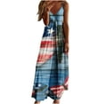 thumbnail image 1 of Vestido largo de playa ajustado con estampado de rayas sin mangas con cuello en V y cintura media a la moda para mujer del Día de la Independencia Pompotops  ghjkhdj8445, 1 of 5