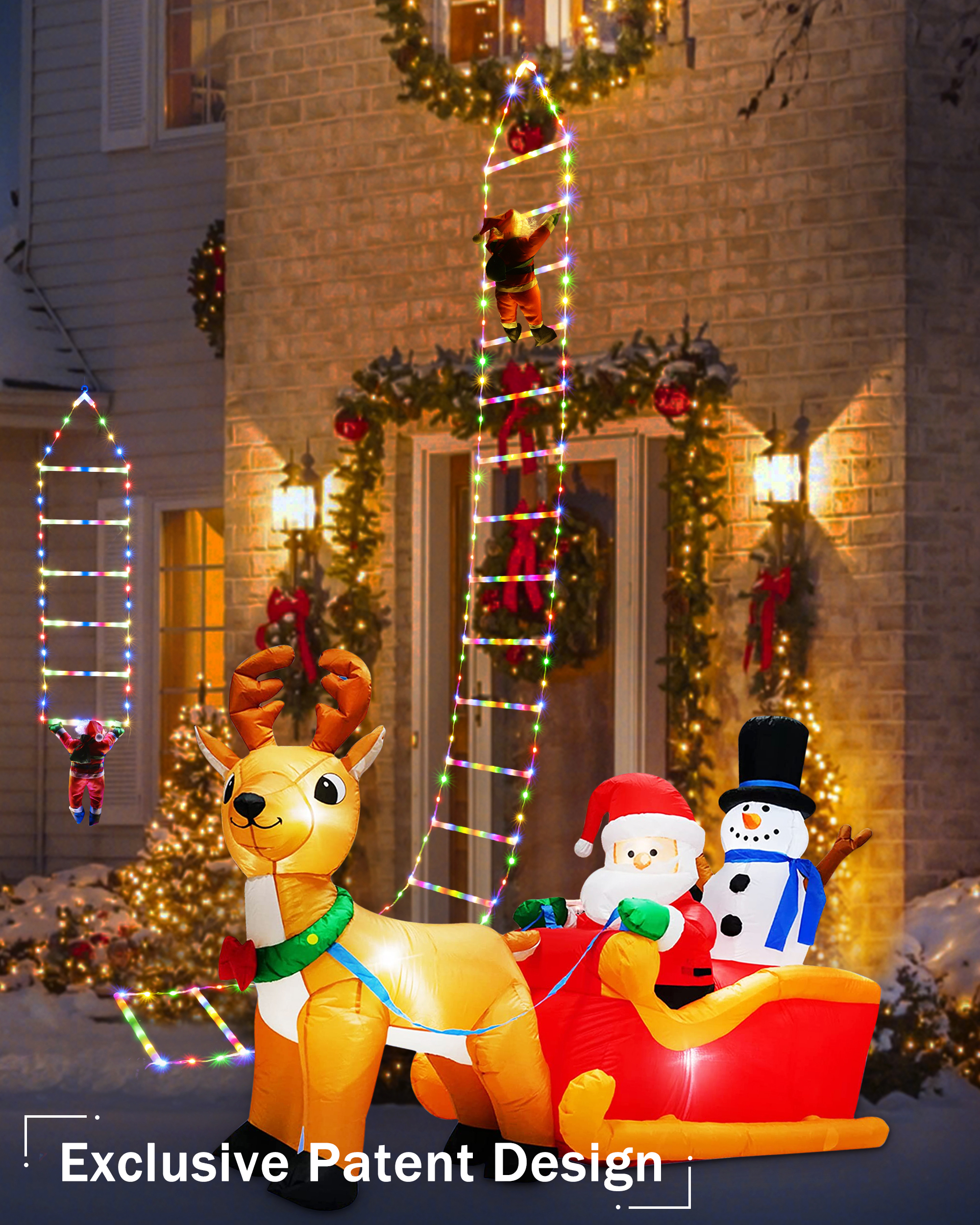 Toodour 10ft LED Christmas Ladder Lights Multicolor photo 8