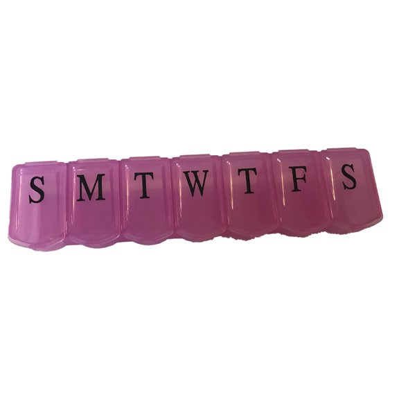 Apex 7-Day Ultra Bubble-Lok Pill Organizer (Large, Translucent Pink)