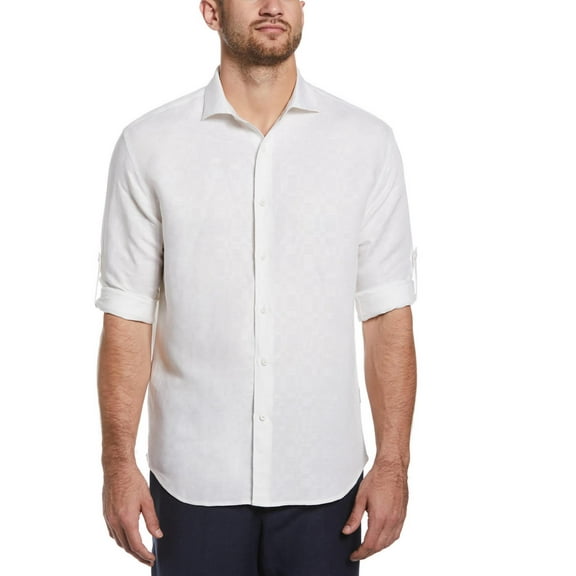 Cubavera Mens Woven Linen Button-Down Shirt